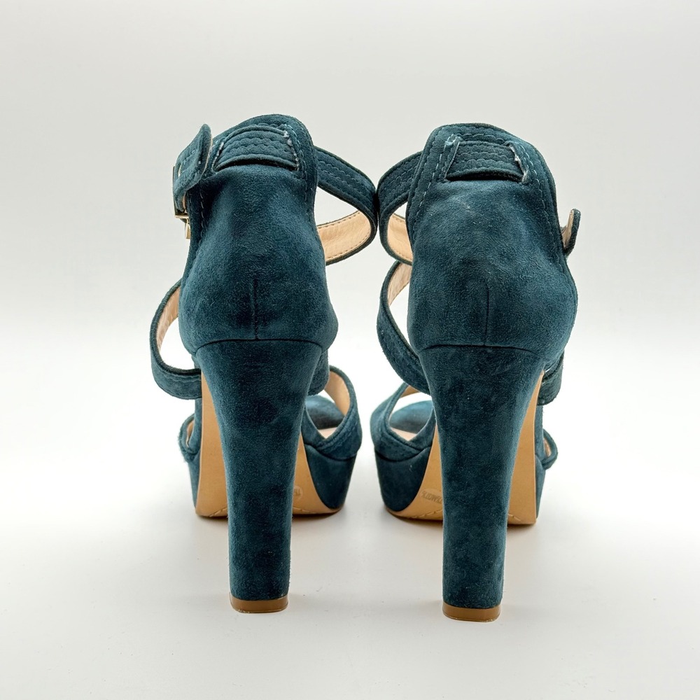 Vince Camuto Shayla Teal Blue Suede Platform Block Heel Sandals Womens 7.5 M - Picture 8 of 12